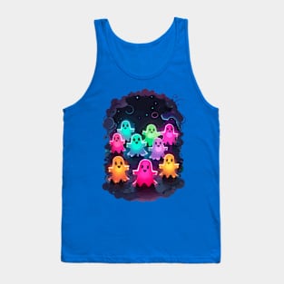 Colorful Funny Ghost Collage Design Tank Top